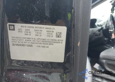 2013 Chevrolet Impala Lt из США, поврежденный, VIN 2G1WG5E36D1132625